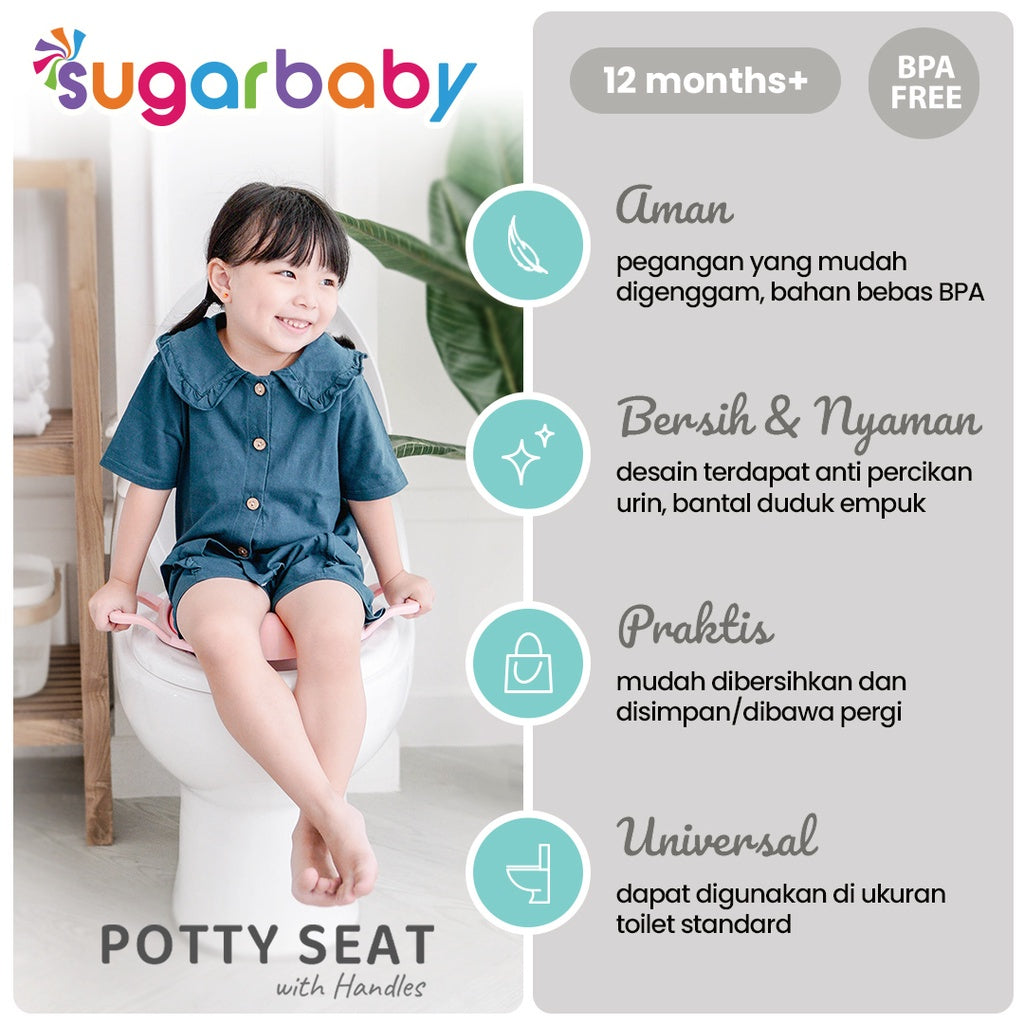 Sugar Baby Potty  handle Seat Toilet Training With Handles & Splash Guard / Dudukan Toilet Anak