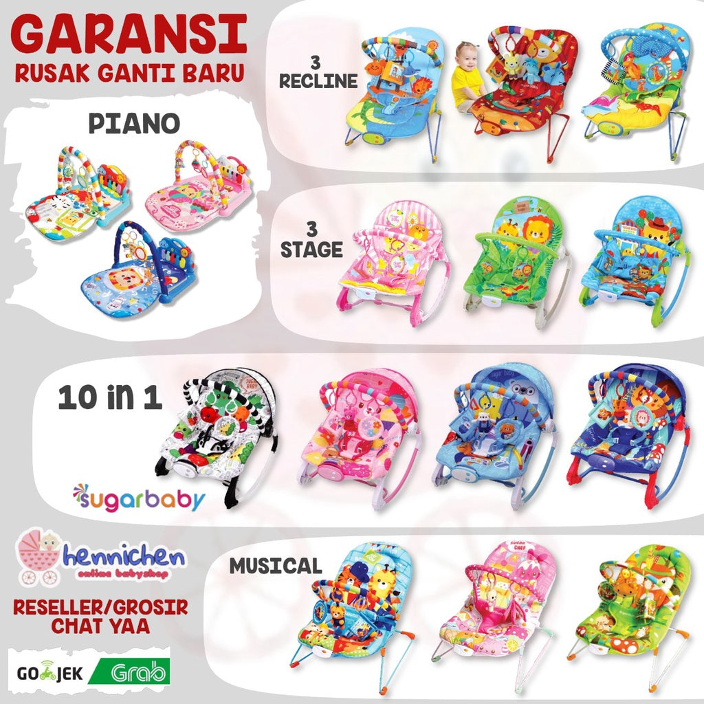 10in1 Sugar Baby / Mastela PREMIUM Bouncer Bayi Premium Rocker dgn Extra Large Seat