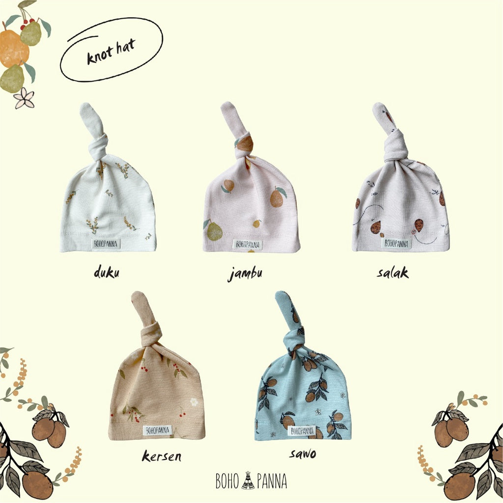 Bohopanna Knot Hat Topi Bayi 0-1 Tahun Polos Motif