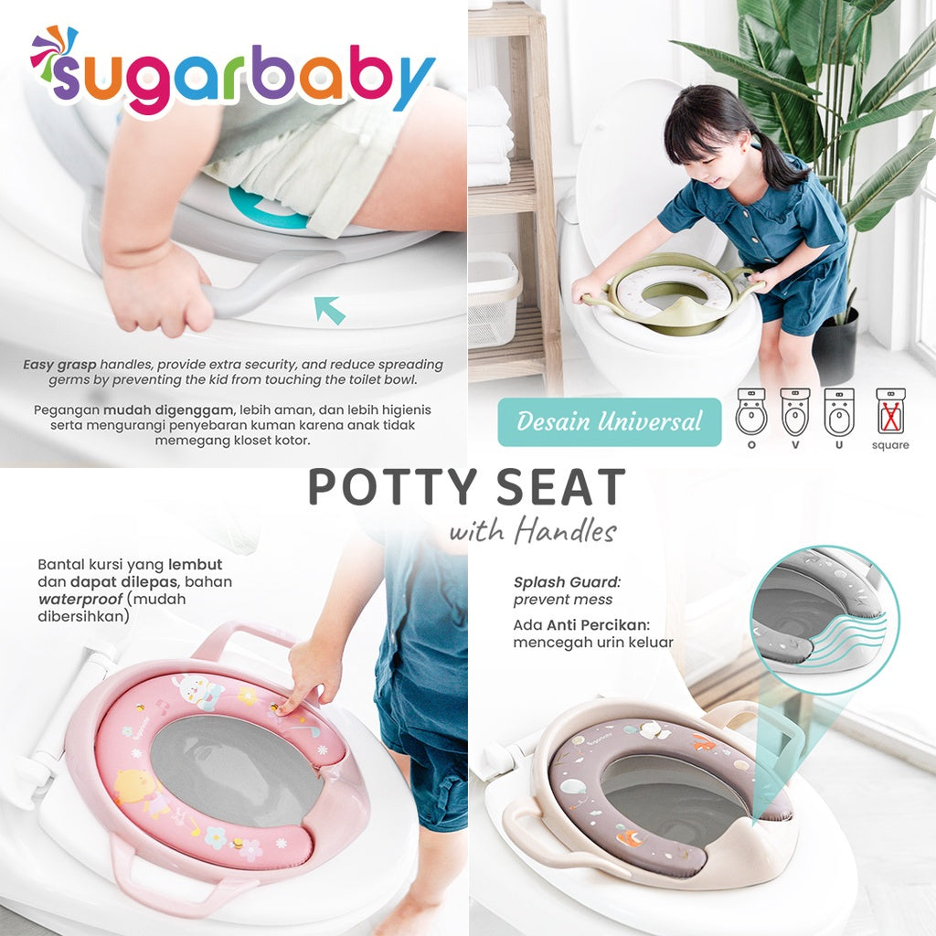 Sugar Baby Potty  handle Seat Toilet Training With Handles & Splash Guard / Dudukan Toilet Anak