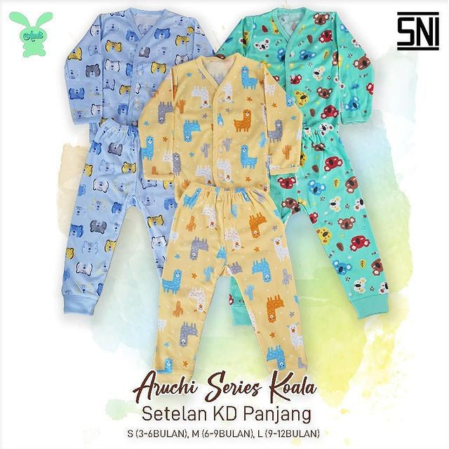 CUCI GUDANG PROMO MURAH NEW ARUCHI BABY Setelan PIYAMA PANJANG  ukuran  NB S M LX L XXL