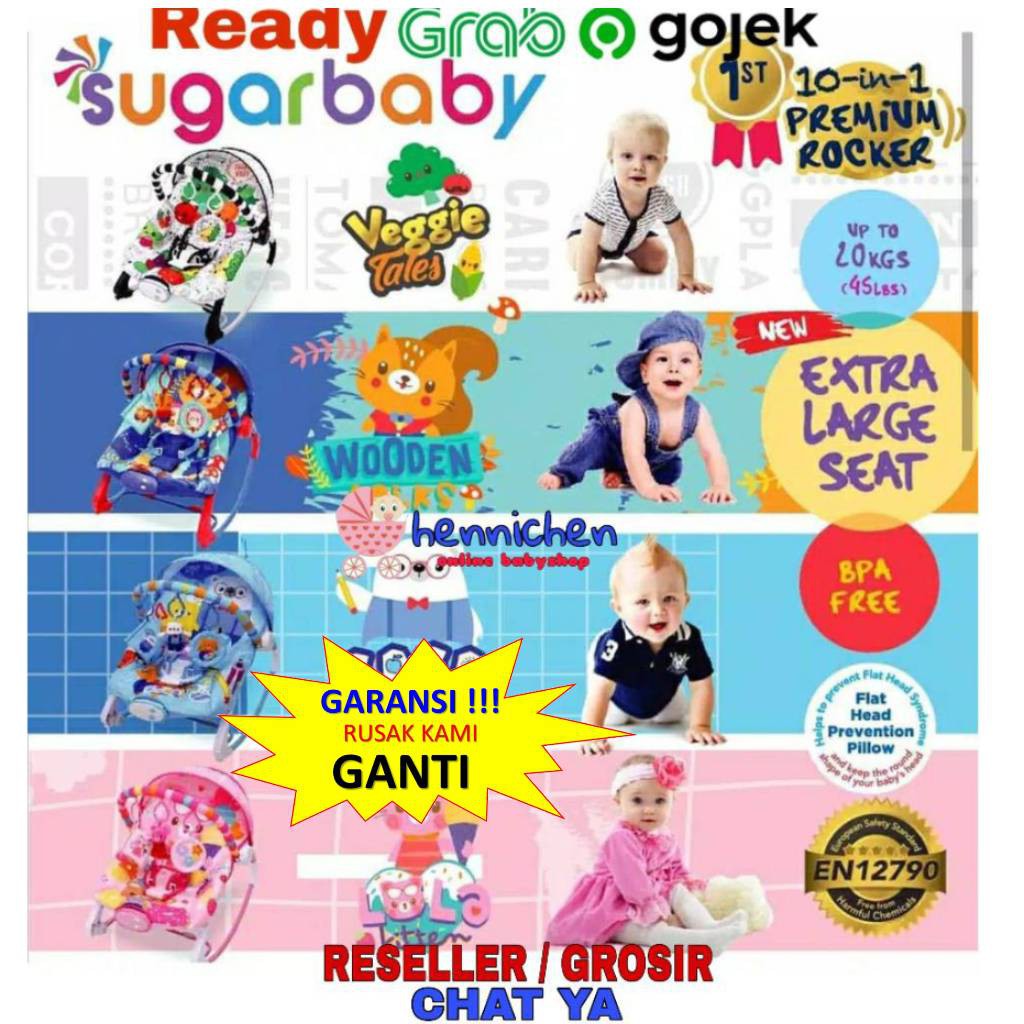 10in1 Sugar Baby / Mastela PREMIUM Bouncer Bayi Premium Rocker dgn Extra Large Seat