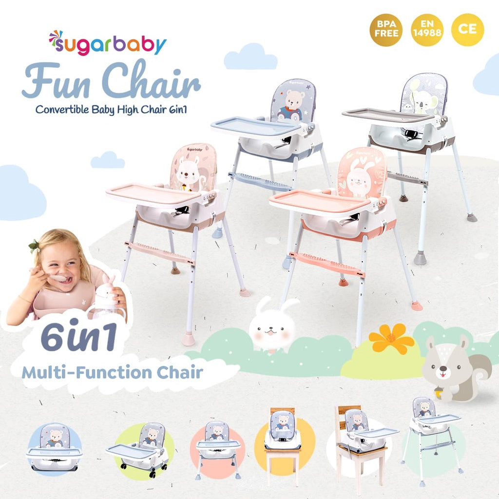 BISA GRAB / GOJEK Sugar Baby My Chair / Sit On Me / Fun Chair / 4in1 Sit On Me / Klassic Chair (Baby Booster & High Chair) : 6 Growing Stages