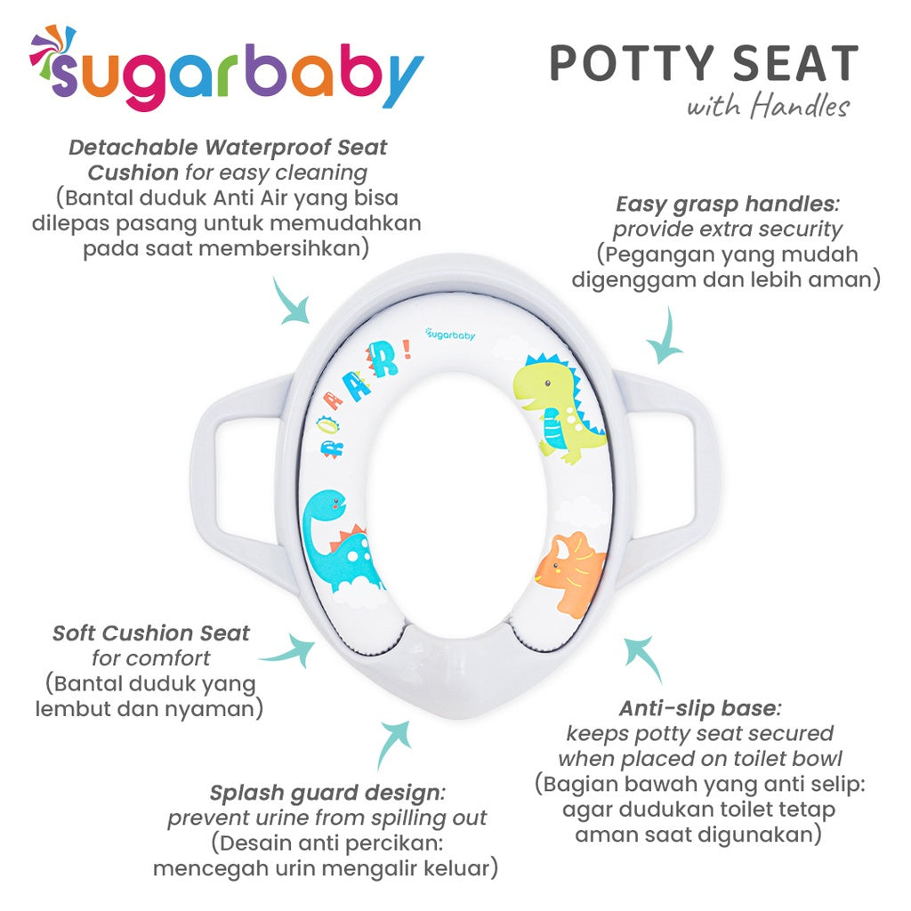 Sugar Baby Potty  handle Seat Toilet Training With Handles & Splash Guard / Dudukan Toilet Anak