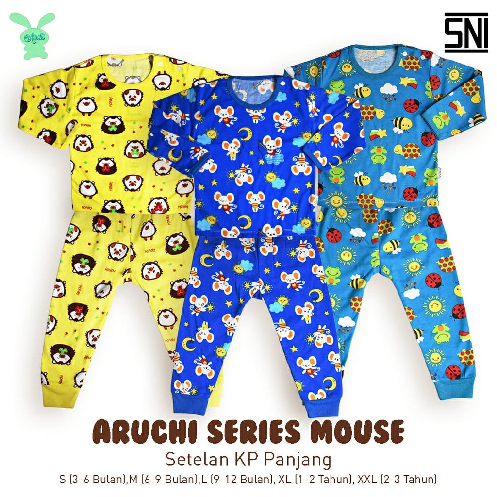 CUCI GUDANG PROMO MURAH NEW ARUCHI BABY Setelan PIYAMA PANJANG  ukuran  NB S M LX L XXL