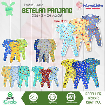 CUCI GUDANG PROMO MURAH NEW ARUCHI BABY Setelan PIYAMA PANJANG  ukuran  NB S M LX L XXL