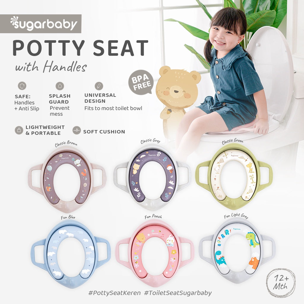 Sugar Baby Potty  handle Seat Toilet Training With Handles & Splash Guard / Dudukan Toilet Anak