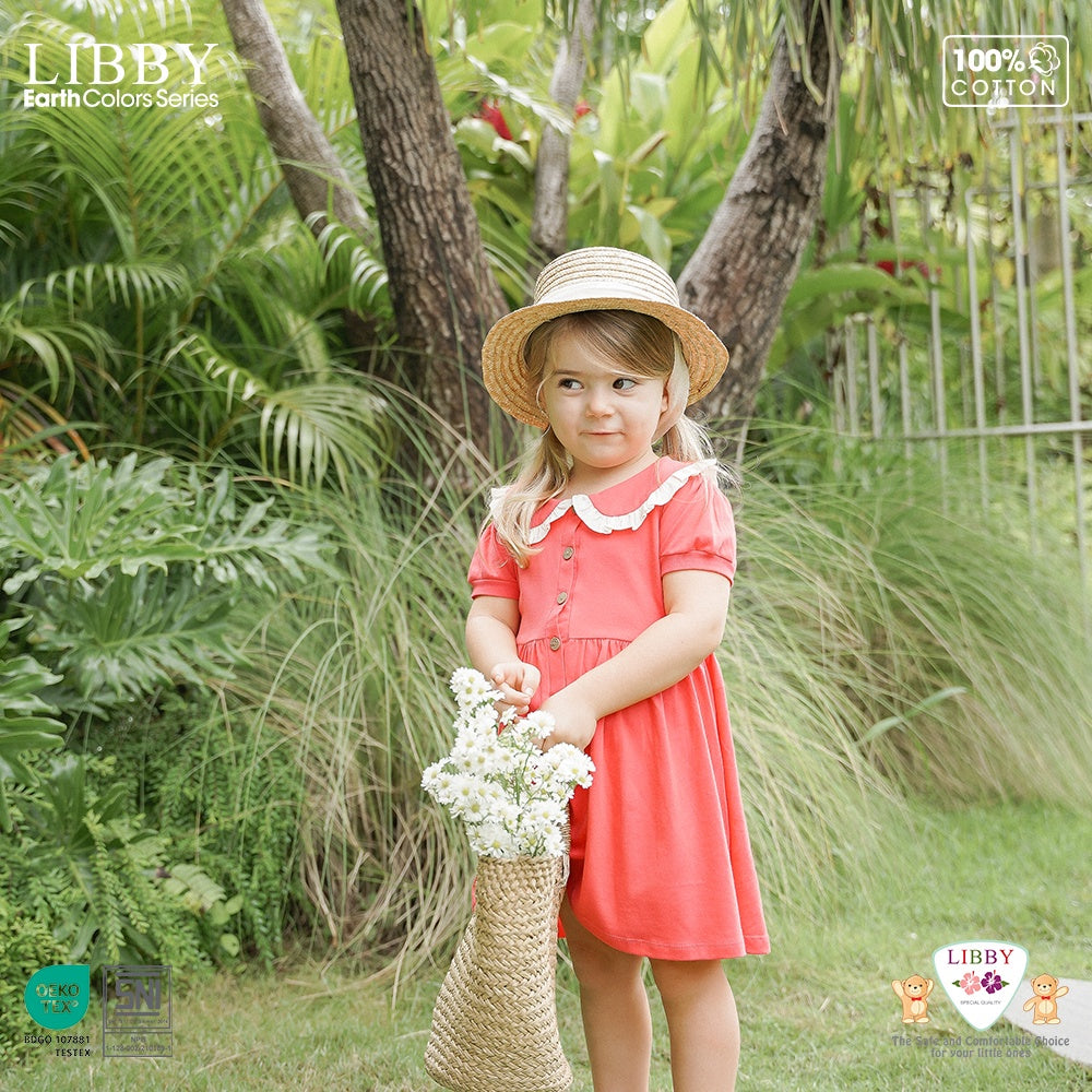 Libby 6 Bulan - 8 Tahun Emily / Jolie / Anna Dress Collar Puffy Dress / Dress Bunga Anak Perempuan Earth Series