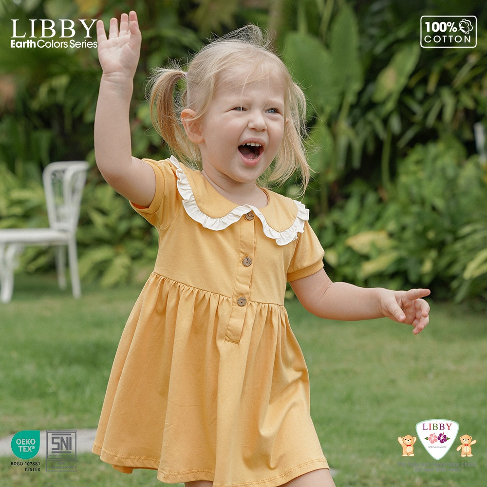Libby 6 Bulan - 8 Tahun Emily / Jolie / Anna Dress Collar Puffy Dress / Dress Bunga Anak Perempuan Earth Series