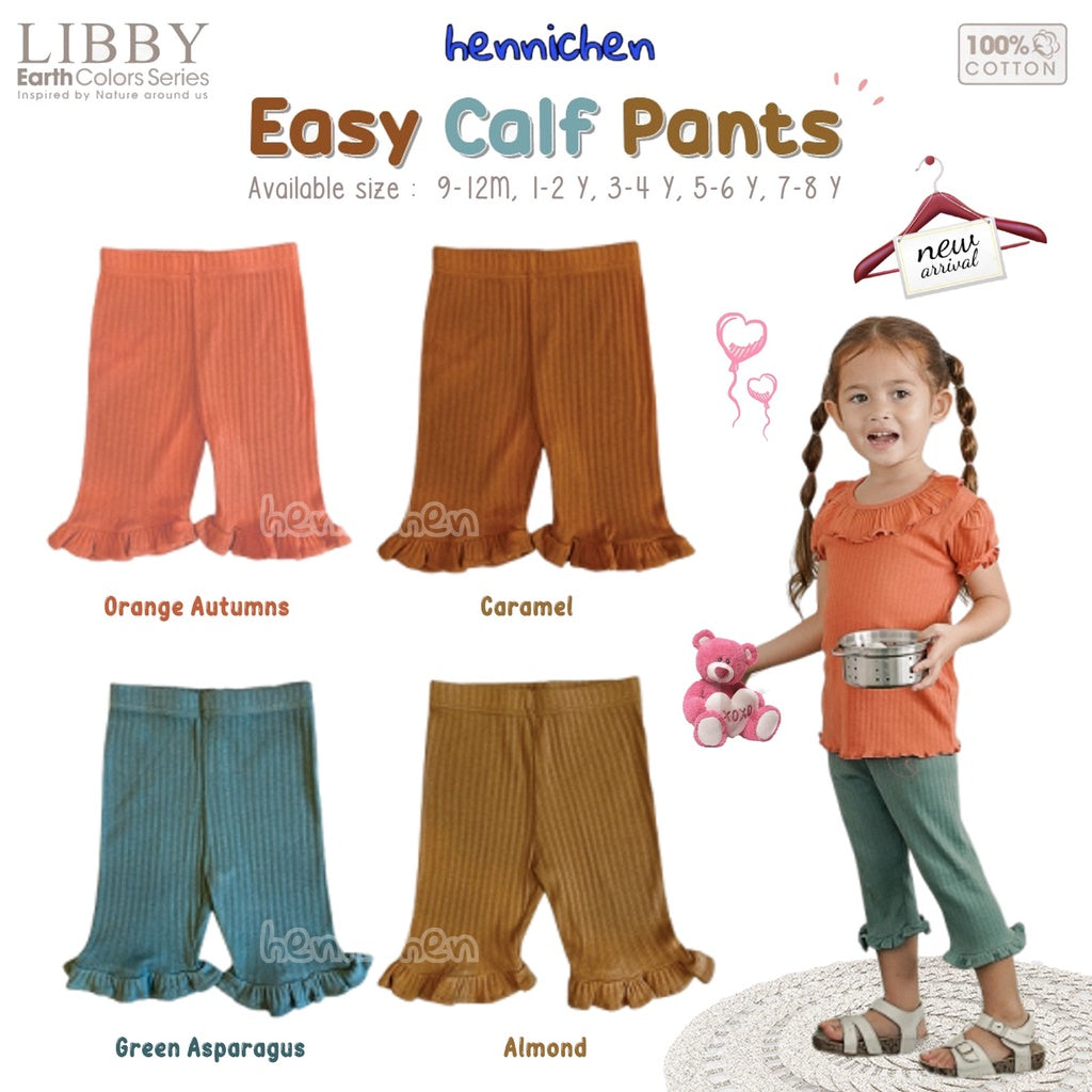 Libby 0-14 Tahun Celana 7/8 Rib Renda Anak Perempuan Easy Calf Pants