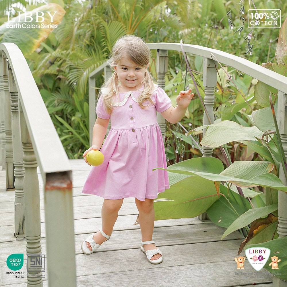 Libby 6 Bulan - 8 Tahun Emily / Jolie / Anna Dress Collar Puffy Dress / Dress Bunga Anak Perempuan Earth Series