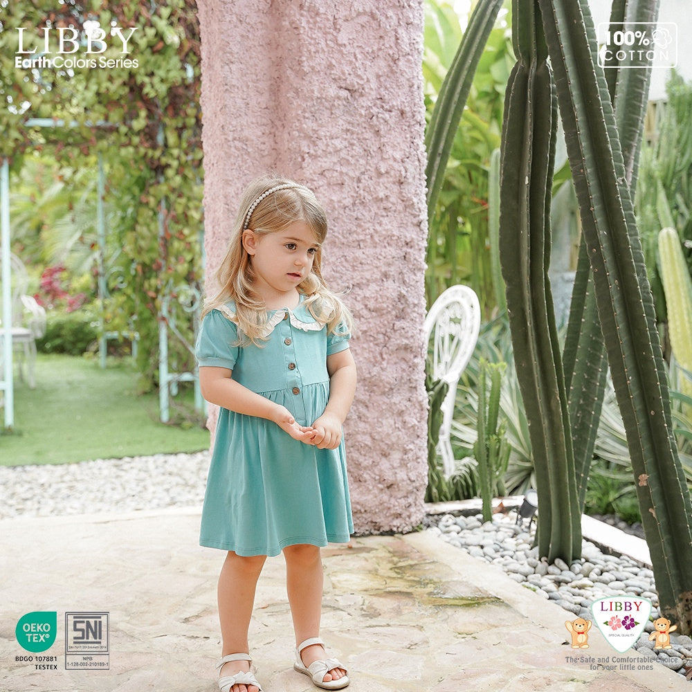 Libby 6 Bulan - 8 Tahun Emily / Jolie / Anna Dress Collar Puffy Dress / Dress Bunga Anak Perempuan Earth Series