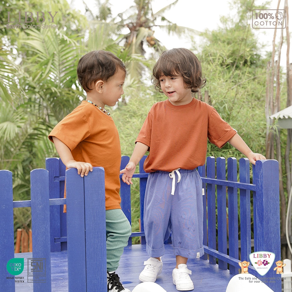 LIBBY Earth Kaos Atasan Polos Katun Anak Unisex 9 Bulan - 12 Tahun Basic Tee Seri 2 (1PCS)-Kaos Anak Laki-laki & Perempuan