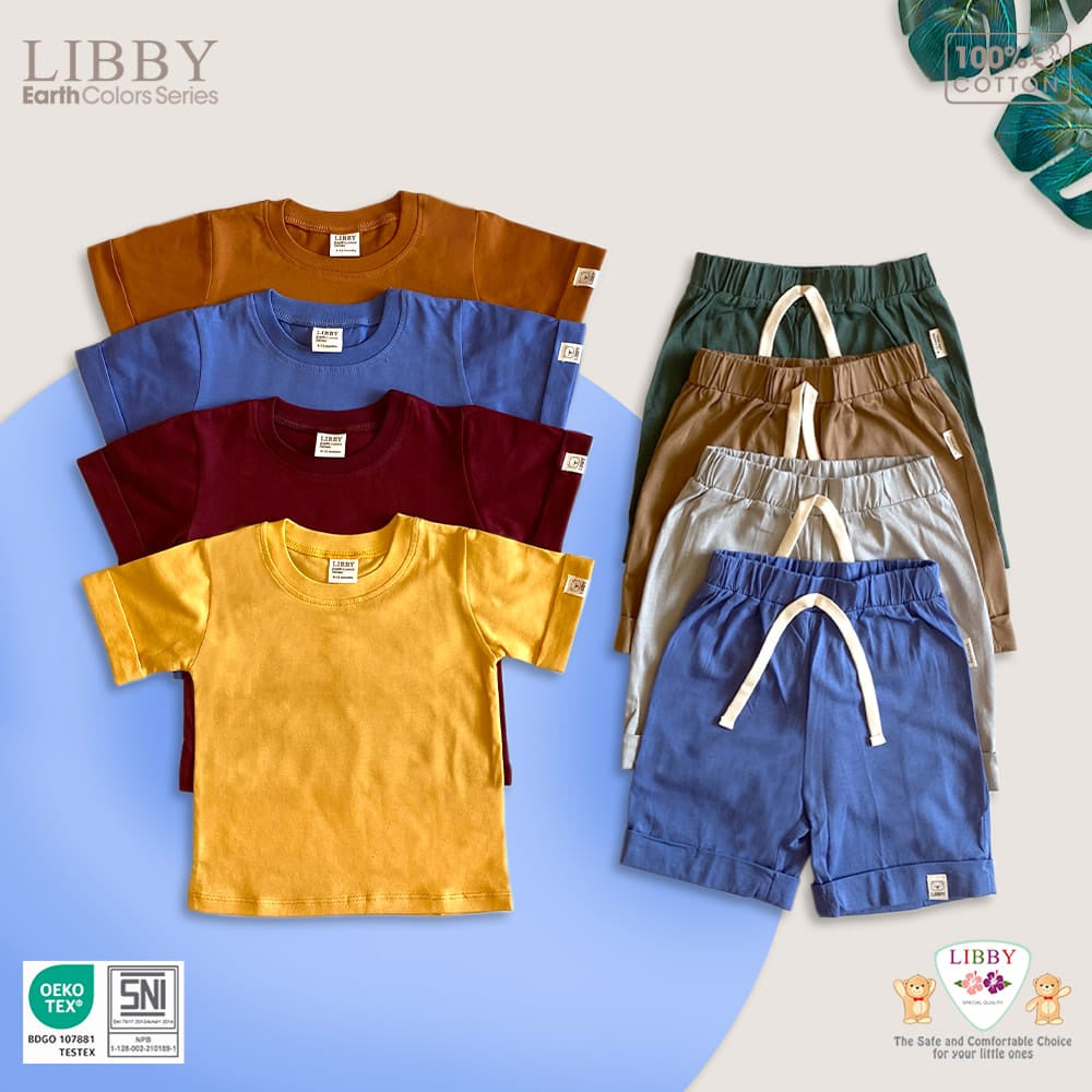 LIBBY Earth Kaos Atasan Polos Katun Anak Unisex 9 Bulan - 12 Tahun Basic Tee Seri 2 (1PCS)-Kaos Anak Laki-laki & Perempuan