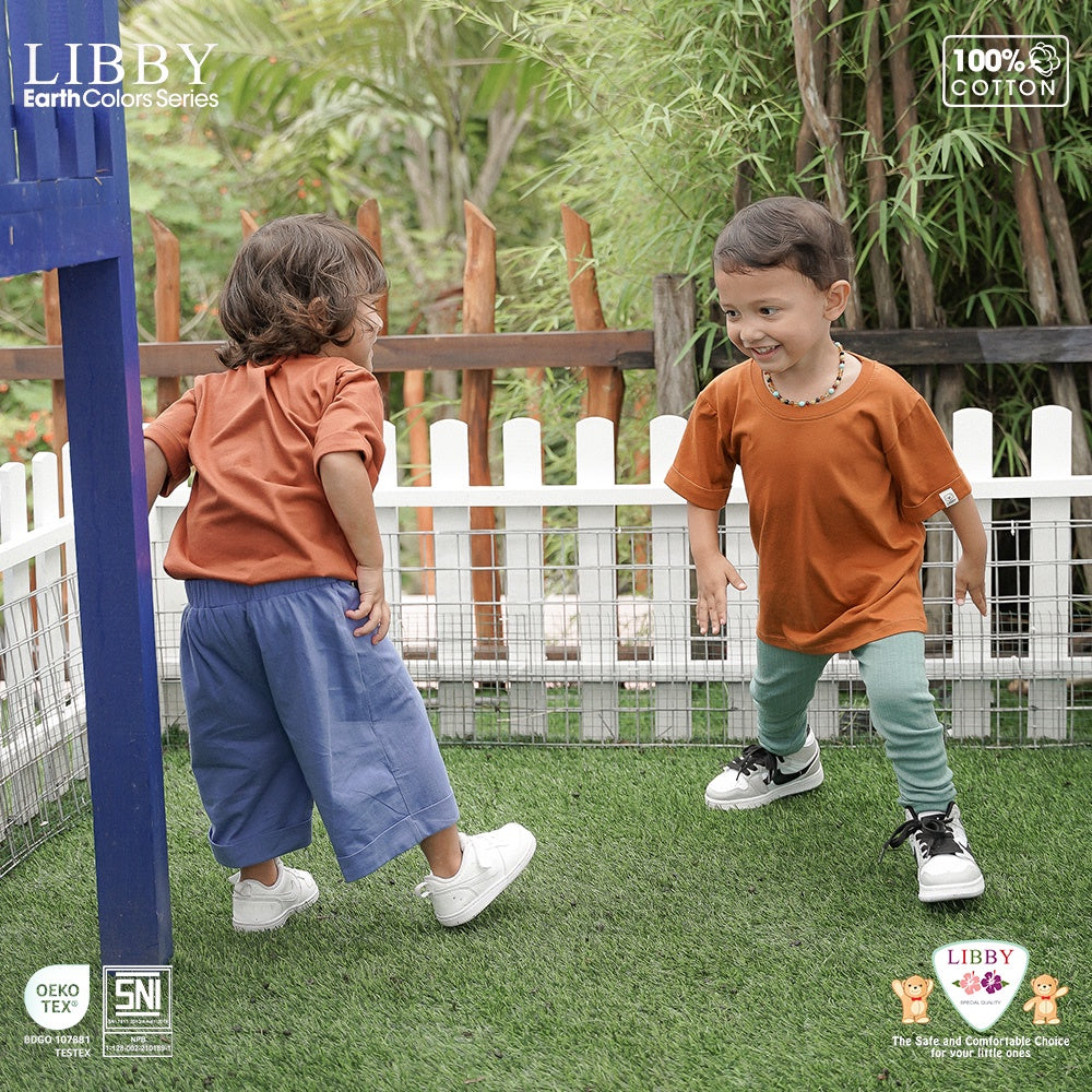 LIBBY Earth Kaos Atasan Polos Katun Anak Unisex 9 Bulan - 12 Tahun Basic Tee Seri 2 (1PCS)-Kaos Anak Laki-laki & Perempuan