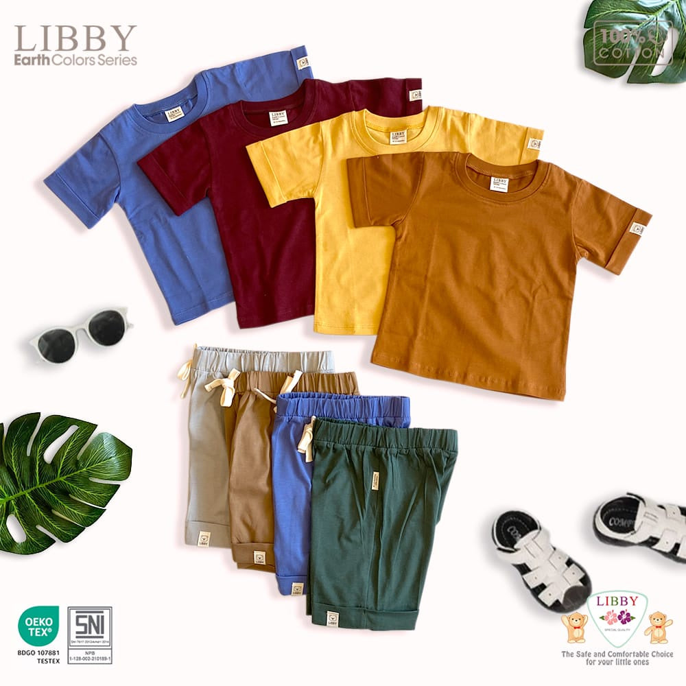LIBBY Earth Kaos Atasan Polos Katun Anak Unisex 9 Bulan - 12 Tahun Basic Tee Seri 2 (1PCS)-Kaos Anak Laki-laki & Perempuan