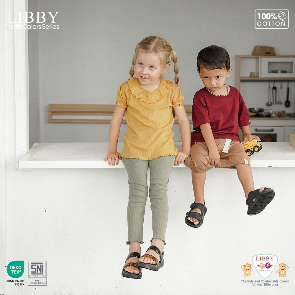 LIBBY Earth Kaos Atasan Polos Katun Anak Unisex 9 Bulan - 12 Tahun Basic Tee Seri 2 (1PCS)-Kaos Anak Laki-laki & Perempuan