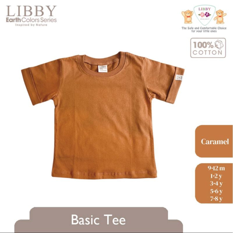 LIBBY Earth Kaos Atasan Polos Katun Anak Unisex 9 Bulan - 12 Tahun Basic Tee Seri 2 (1PCS)-Kaos Anak Laki-laki & Perempuan