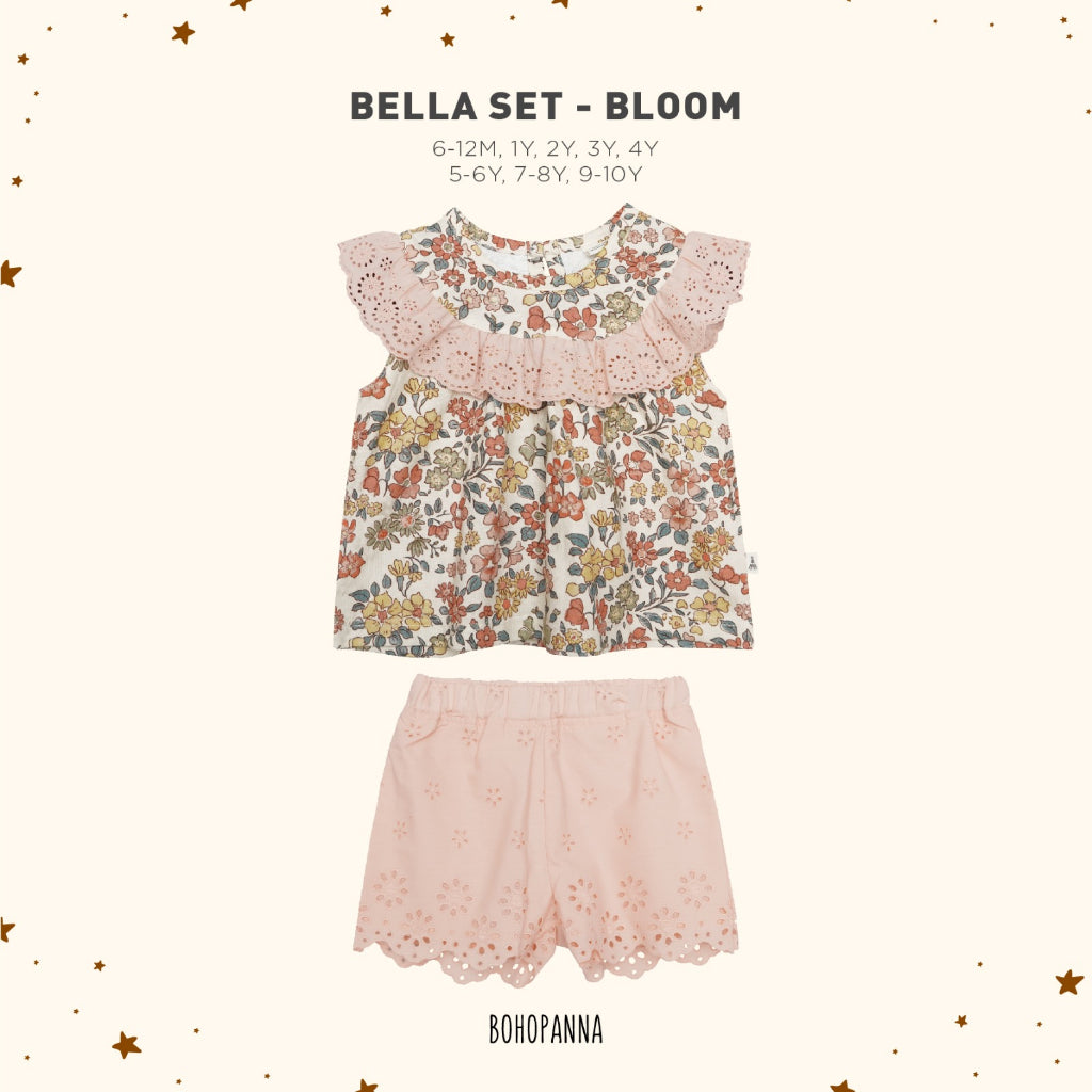 Bohopanna Bella & Camille Set 6 Bulan - 10 Tahun Setelan Bunga Ruffle Anak Perempuan Setelan Celana & Rok