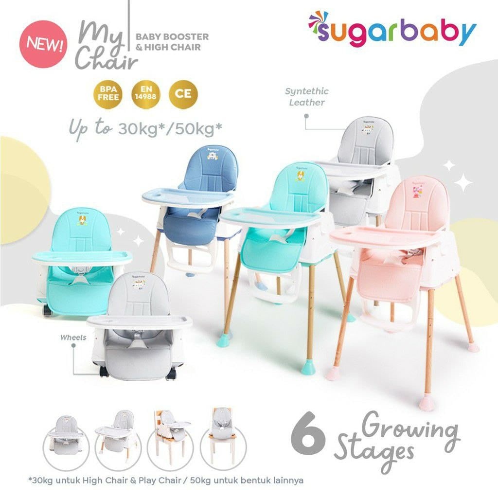 BISA GRAB / GOJEK Sugar Baby My Chair / Sit On Me / Fun Chair / 4in1 Sit On Me / Klassic Chair (Baby Booster & High Chair) : 6 Growing Stages