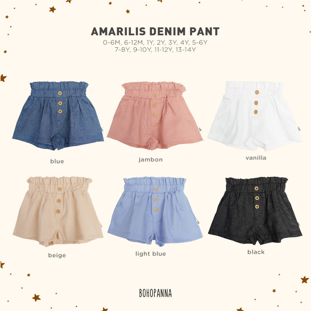 Bohopanna 0-14 Tahun Amarilis Denim Pant / Stella Celana Pendek Highwaist Anak Perempuan