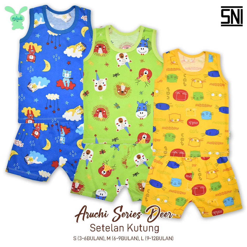 Velvet junior / ARUCHI / MIYO setelan KUTUNG setelan SINGLET GALAPAGOS / SPRING HARMONY /  SPLASHING JOY / EXPEDITION / ENDEARING LION  /  HAPPY DAYS / BLISSFUL BUDDIES  / WARM CUDDLE / DINO BUDDIES baju anak / baju bayi NB SML XL XXL SNI