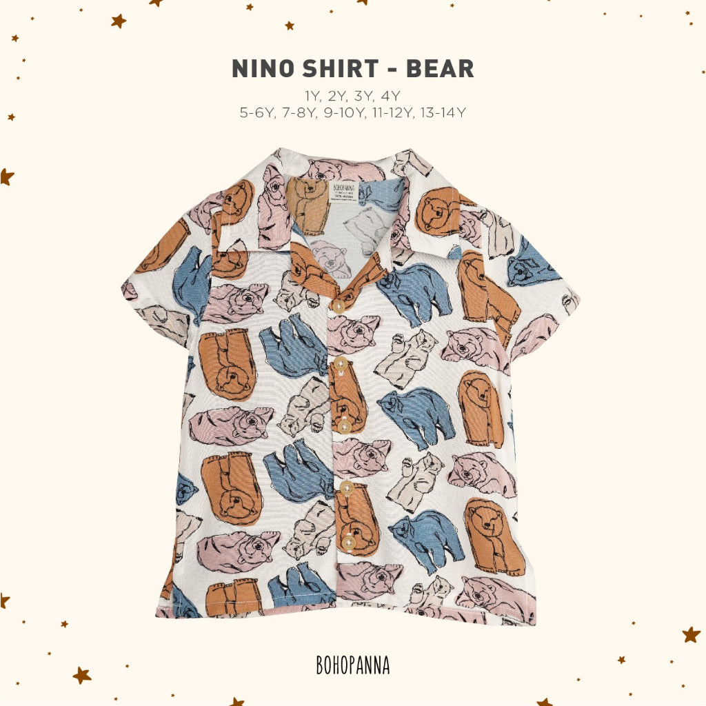 Bohopanna 0-14 Tahun Kemeja Pendek & Karel Shirt Kemeja Motif Summer / Kemeja Kasual Anak / Short Sleeve Shirt Nino