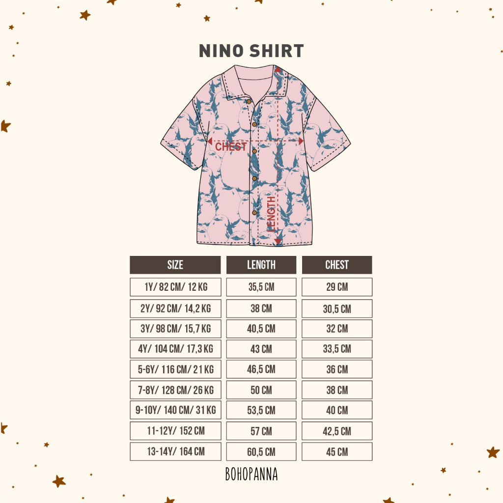 Bohopanna 0-14 Tahun Kemeja Pendek & Karel Shirt Kemeja Motif Summer / Kemeja Kasual Anak / Short Sleeve Shirt Nino