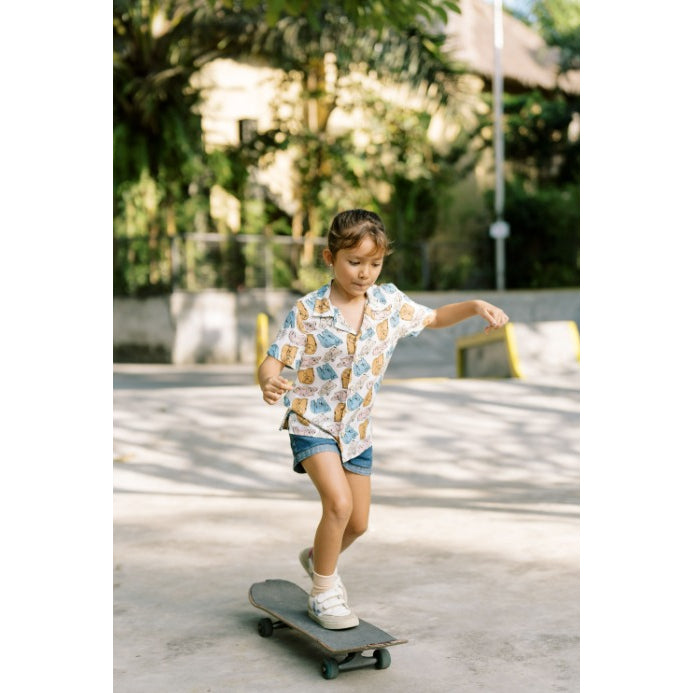 Bohopanna 0-14 Tahun Kemeja Pendek & Karel Shirt Kemeja Motif Summer / Kemeja Kasual Anak / Short Sleeve Shirt Nino