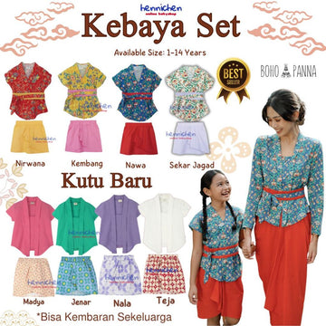 Bohopanna Kutubaru Set 1-14 Tahun Setelan Kebaya Batik Anak Perempuan