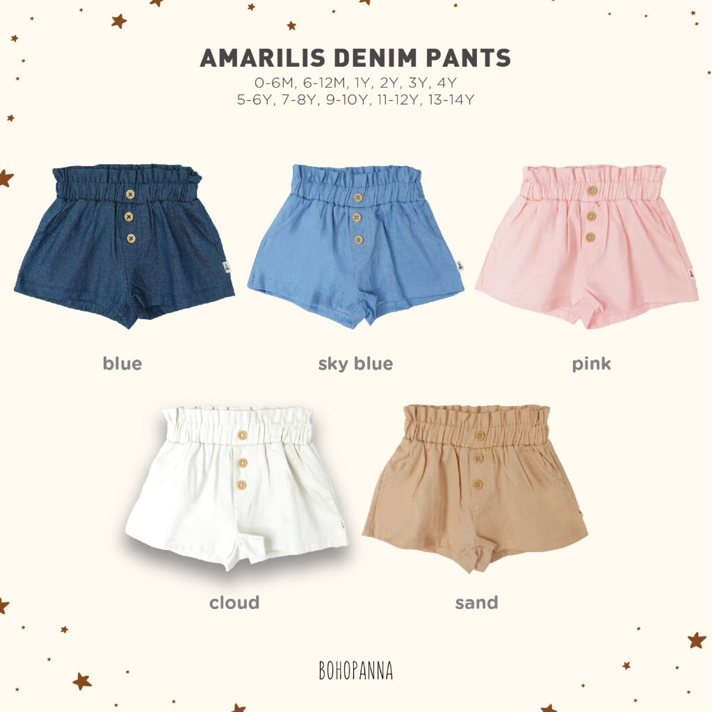 Bohopanna 0-14 Tahun Amarilis Denim Pant / Stella Celana Pendek Highwaist Anak Perempuan