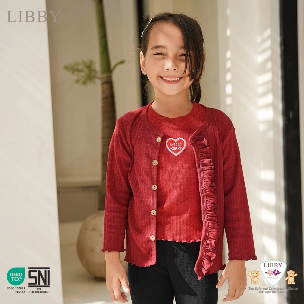Libby Cardigan Ruffle 9 Bulan - 10 Tahun Cardigan Rib Ruffle Anak Perempuan