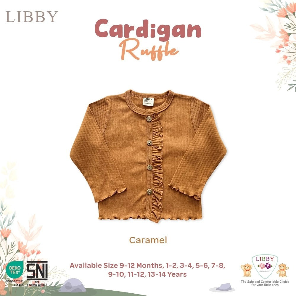 Libby Cardigan Ruffle 9 Bulan - 10 Tahun Cardigan Rib Ruffle Anak Perempuan