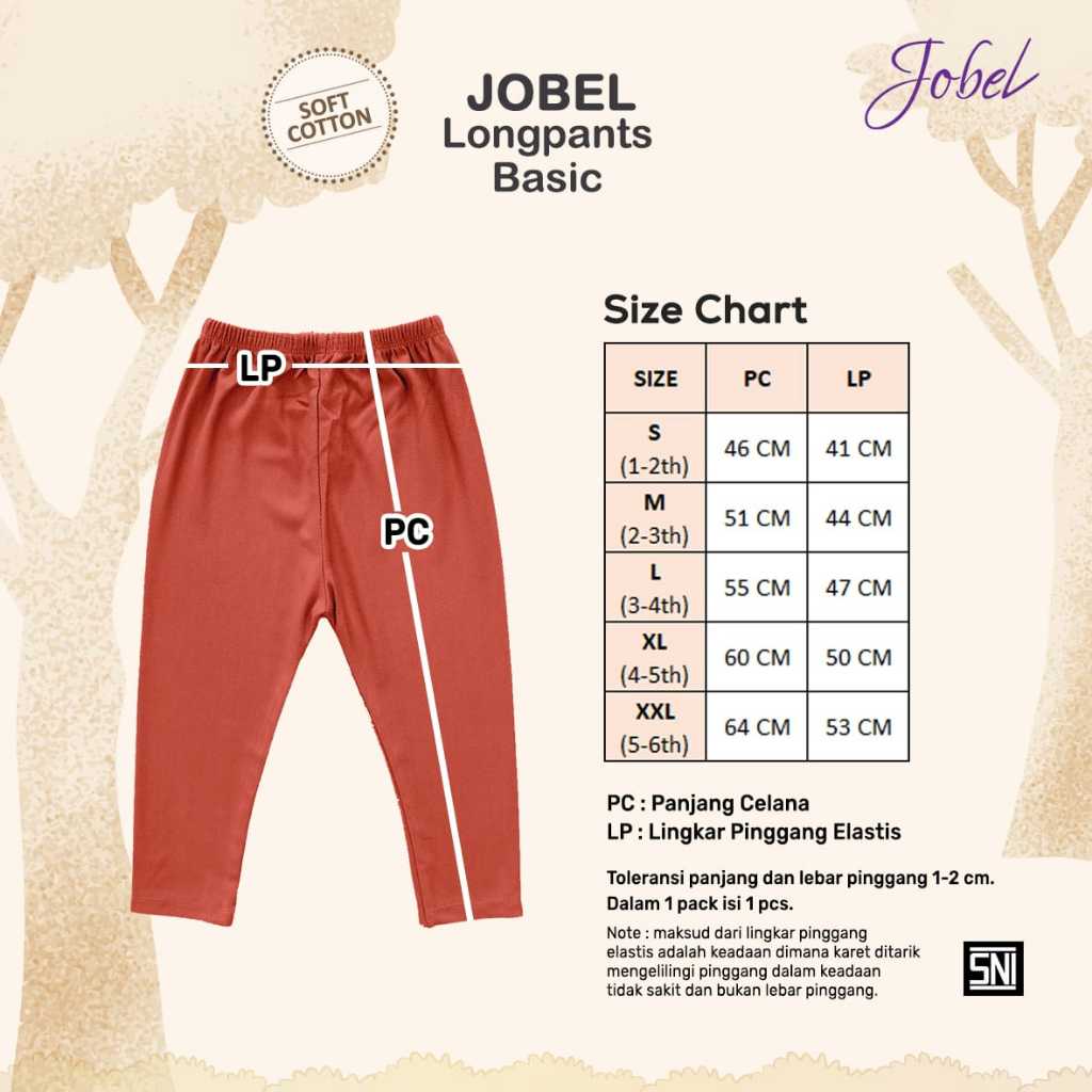 Jobel Longpants Basic 1-9 Tahun Celana Panjang Polos Katun Fashion Anak