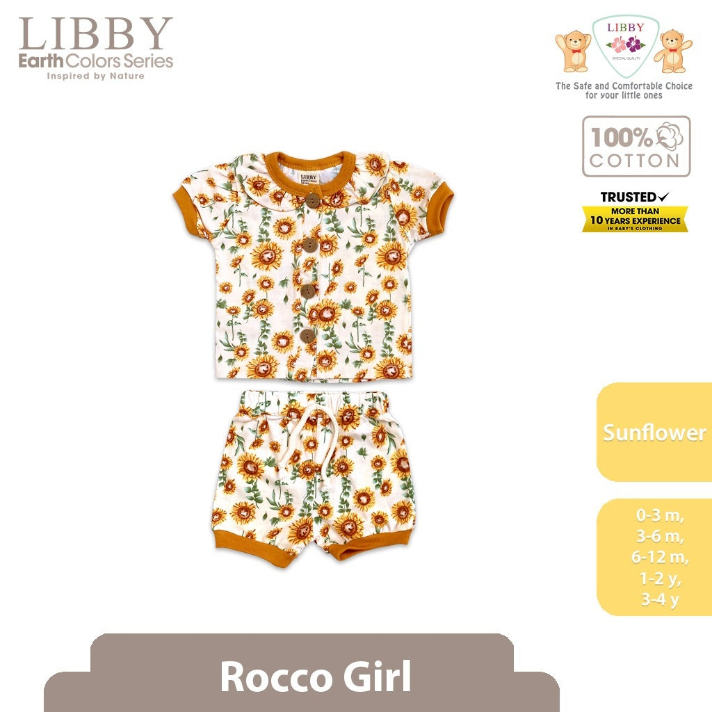 Libby Rocco Girl 0-4 Tahun Setelan Piyama Pendek Panjang Anak Perempuan / Collar Set Girl