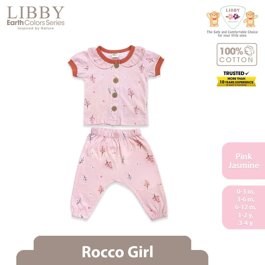 Libby Rocco Girl 0-4 Tahun Setelan Piyama Pendek Panjang Anak Perempuan / Collar Set Girl