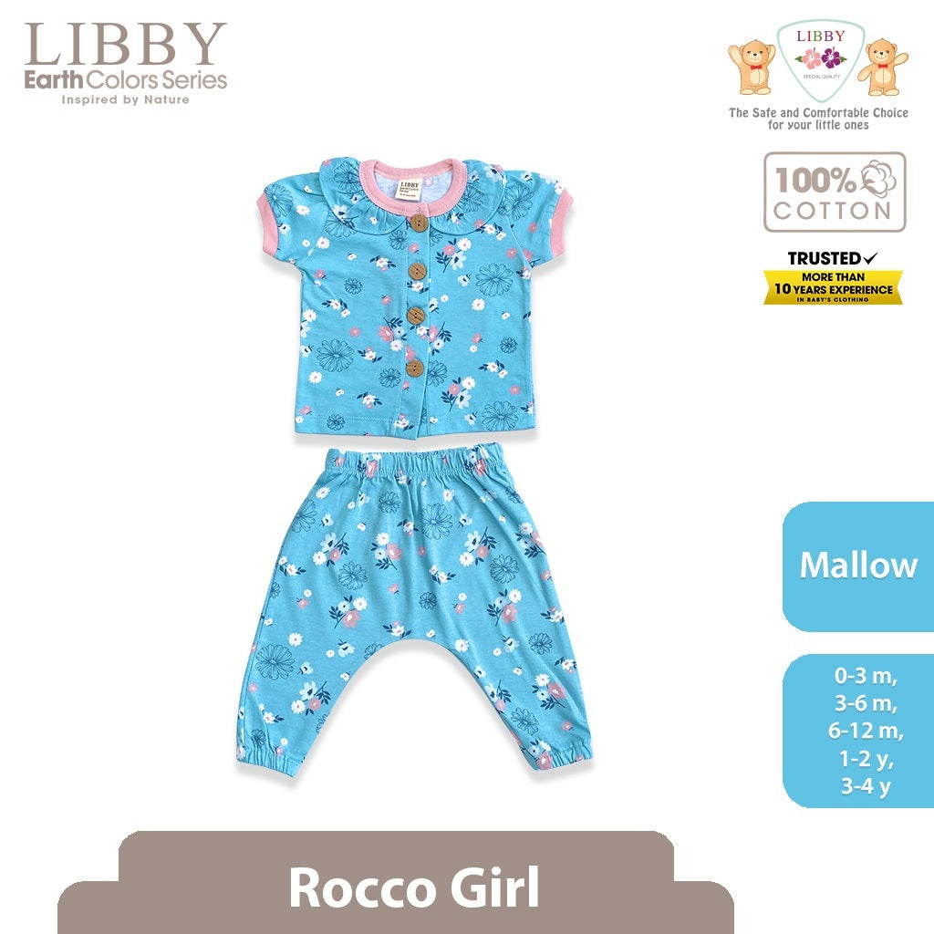 Libby Rocco Girl 0-4 Tahun Setelan Piyama Pendek Panjang Anak Perempuan / Collar Set Girl