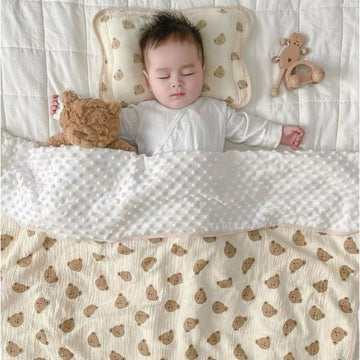 Selimut Bayi Bamboo Bubble 100x110cm / Selimut Bayi Korea Minky Stitches Cotton Dot Muslin Jepang Bamboo / Newborn Infant Baby Cotton Muslin Blanket Baby
