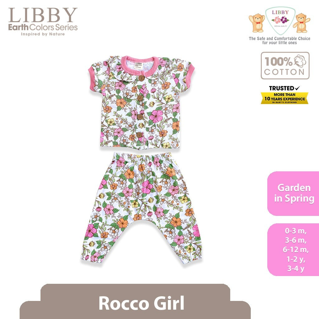 Libby Rocco Girl 0-4 Tahun Setelan Piyama Pendek Panjang Anak Perempuan / Collar Set Girl
