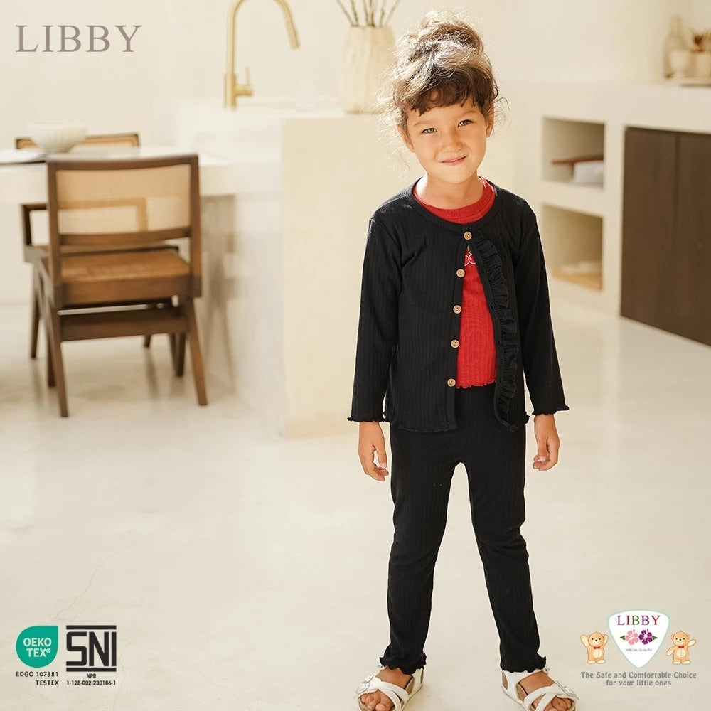 Libby Cardigan Ruffle 9 Bulan - 10 Tahun Cardigan Rib Ruffle Anak Perempuan