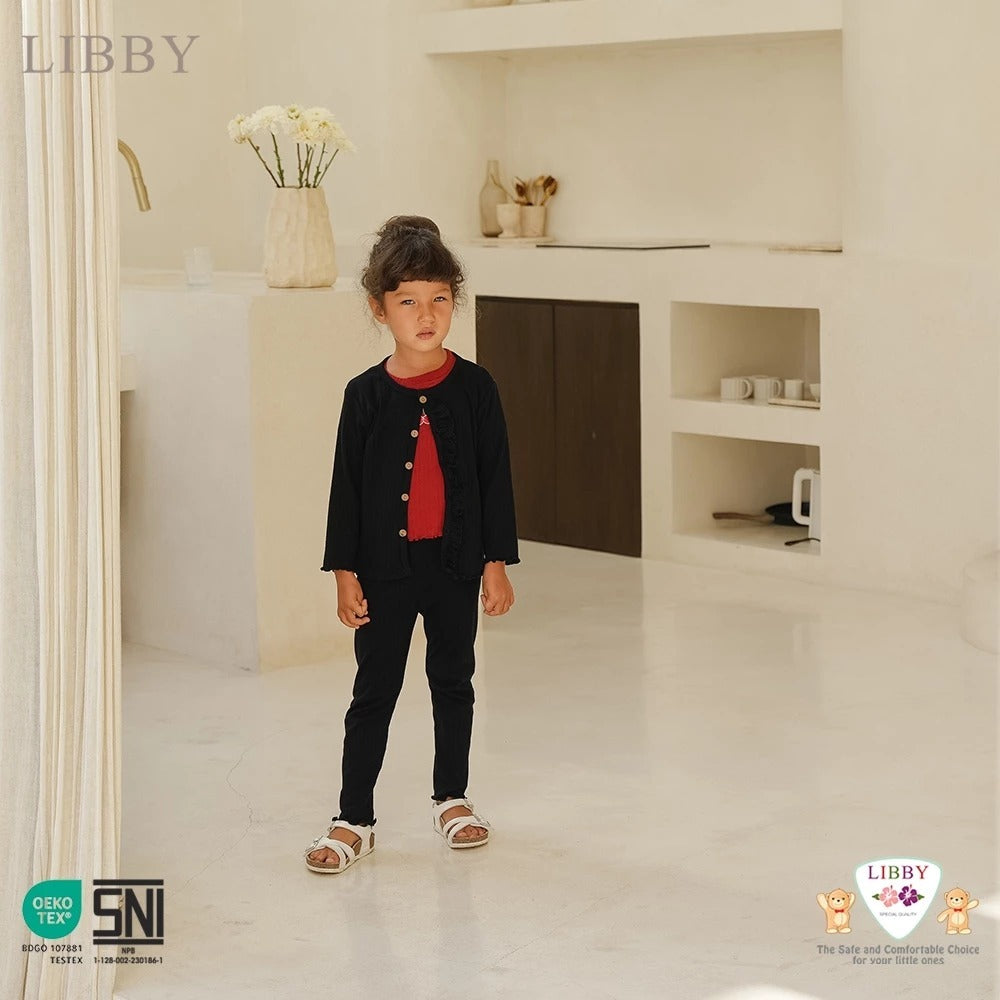 Libby Cardigan Ruffle 9 Bulan - 10 Tahun Cardigan Rib Ruffle Anak Perempuan