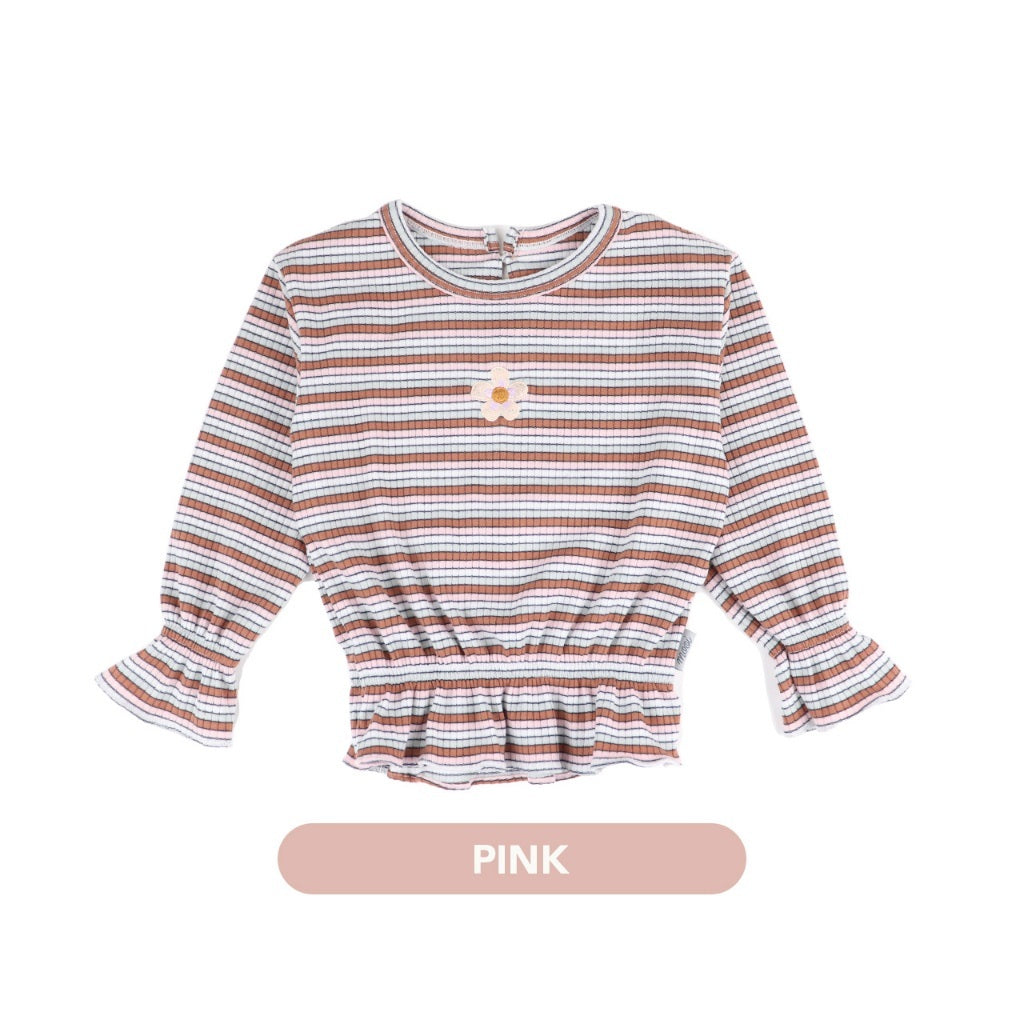 Mooi Lucy Top 1-10 Tahun Stripe Tee Reeb / DANIELE  Atasan Rib Salur Fashion Anak Perempuan