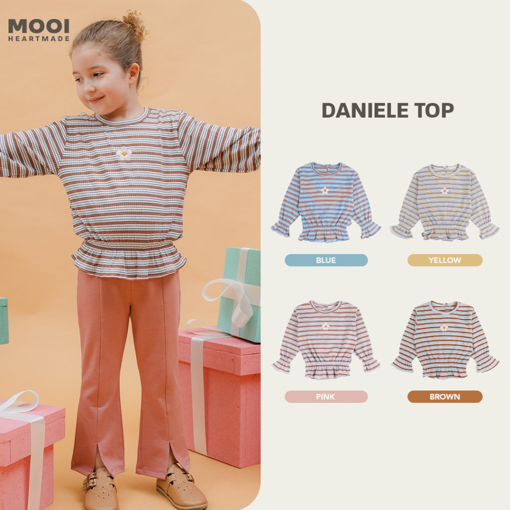 Mooi Lucy Top 1-10 Tahun Stripe Tee Reeb / DANIELE  Atasan Rib Salur Fashion Anak Perempuan