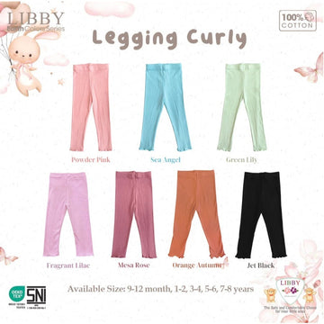 Libby Legging Curly 9 Bln - 8 Tahun Legging Rib Ruffle Girl Anak Perempuan