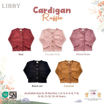 Libby Cardigan Ruffle 9 Bulan - 10 Tahun Cardigan Rib Ruffle Anak Perempuan