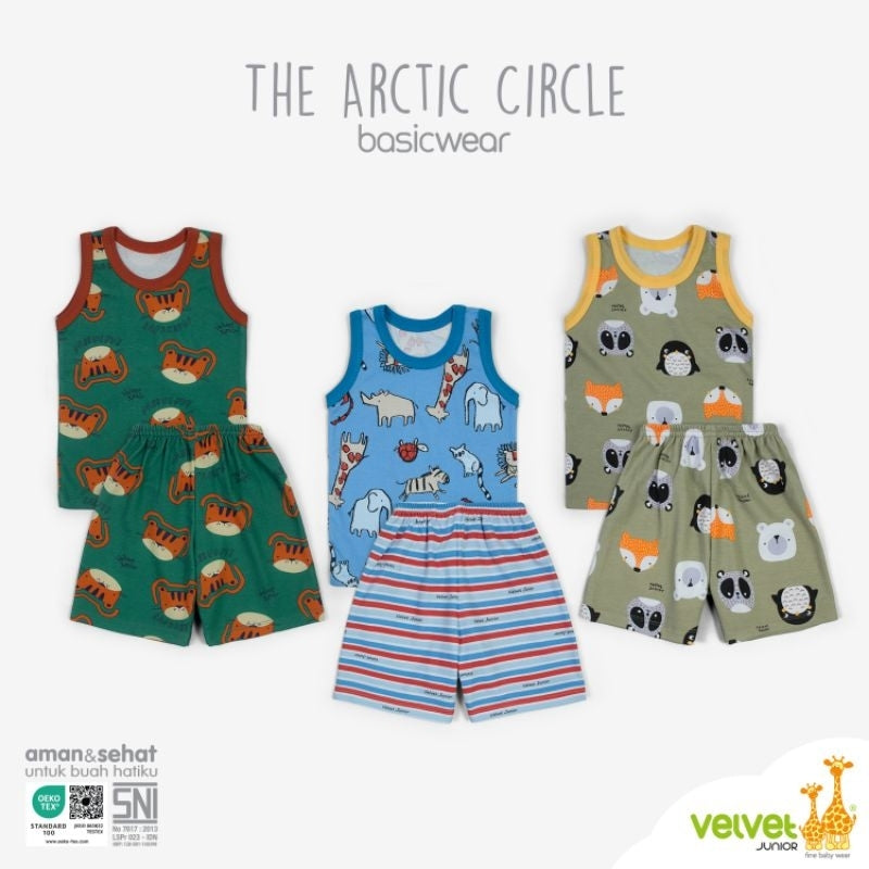 Velvet junior / ARUCHI / MIYO setelan KUTUNG setelan SINGLET GALAPAGOS / SPRING HARMONY /  SPLASHING JOY / EXPEDITION / ENDEARING LION  /  HAPPY DAYS / BLISSFUL BUDDIES  / WARM CUDDLE / DINO BUDDIES baju anak / baju bayi NB SML XL XXL SNI