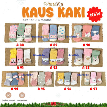 BANYAK MOTIF RANDOM PROMO1.1   MURAH 3 Pcs Kaos Kaki baby WINTEKU newborn size 0-6 Bulan