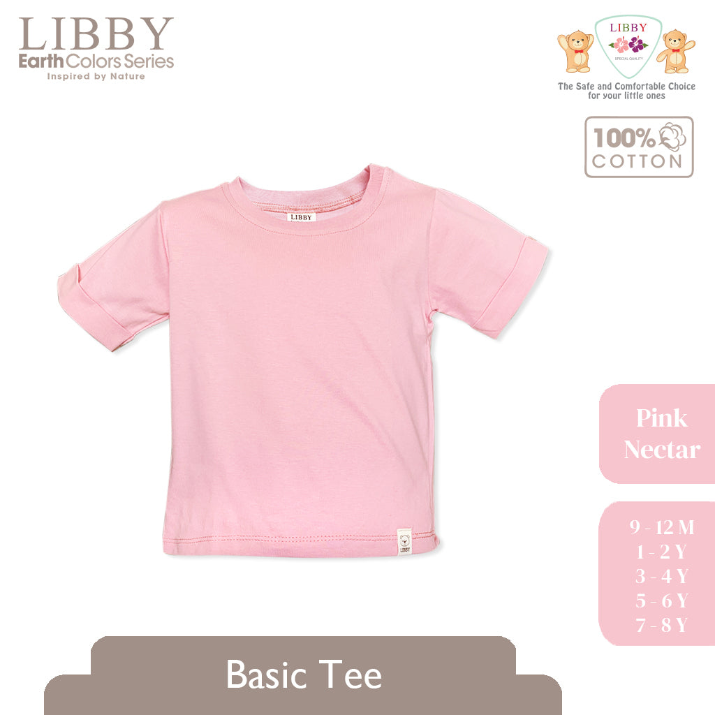 LIBBY Earth Kaos Atasan Polos Katun Anak Unisex 9 Bulan - 12 Tahun Basic Tee Seri 2 (1PCS)-Kaos Anak Laki-laki & Perempuan