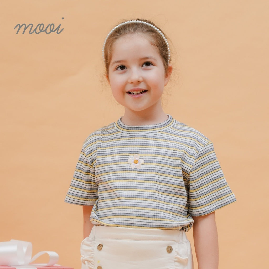 Mooi Lucy Top 1-10 Tahun Stripe Tee Reeb / DANIELE  Atasan Rib Salur Fashion Anak Perempuan