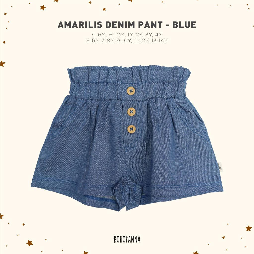 Bohopanna 0-14 Tahun Amarilis Denim Pant / Stella Celana Pendek Highwaist Anak Perempuan